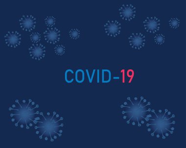 Virüs Corona, covid-19 vektör çizimi. Mavi Arkaplan kavramı.