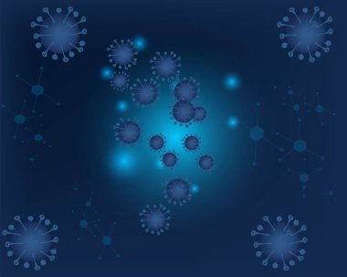 İllüstrasyon için Corona Virüsü. Mavi Hayalet Arkaplan veya İşaret