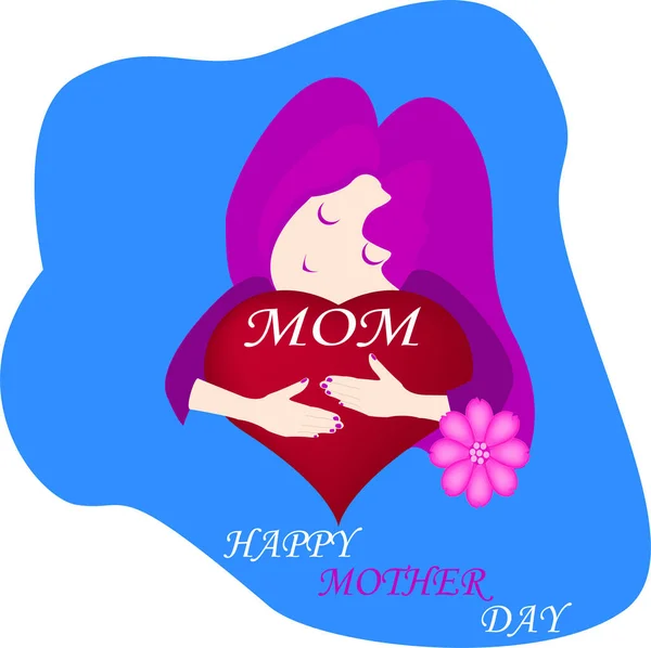 Cartão Feliz Dia Mãe Com Coração Flor — Vetor de Stock