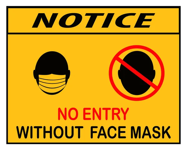 Inget Inträde Utan Ansiktsmask Ikon Meddelande Eller Clip Art — Stock vektor