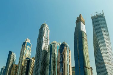 Lüks scyscrapers Unidet Arap Emirlikleri Dubai Merkezi.