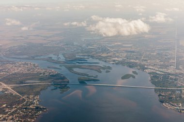 Typical landscape on the west coast of Florida in Fort Myers. Aerial view of the sea and the beautiful beaches of Florida. clipart