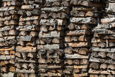 Kurutulmuş odun odunları kış için hazır.