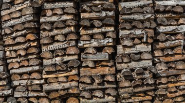 Kurutulmuş odun odunları kış için hazır.