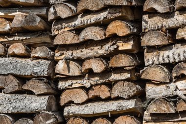 Kurutulmuş odun odunları kış için hazır.