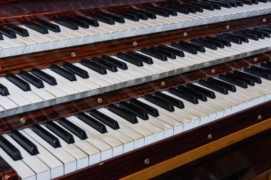 Boru organ closeup görünümü (seçici odak klavye)