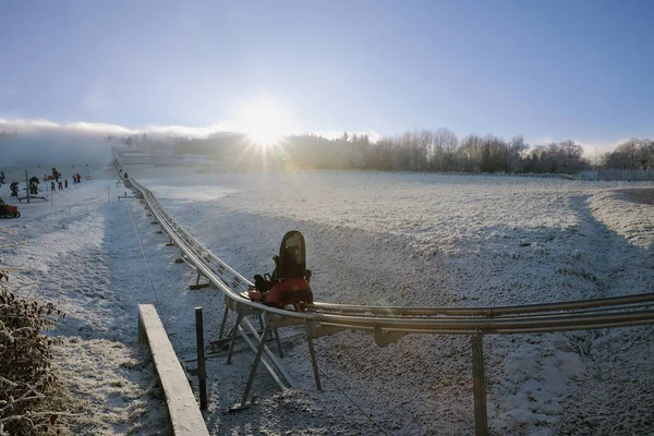 Pista da bob invernale in inverno — Foto Stock