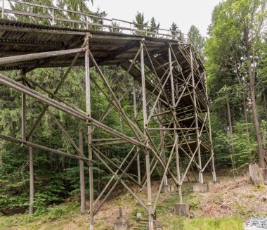 Kayakla atlama Oybin, Almanya'da. İlk kayak atlama tepe Almanya