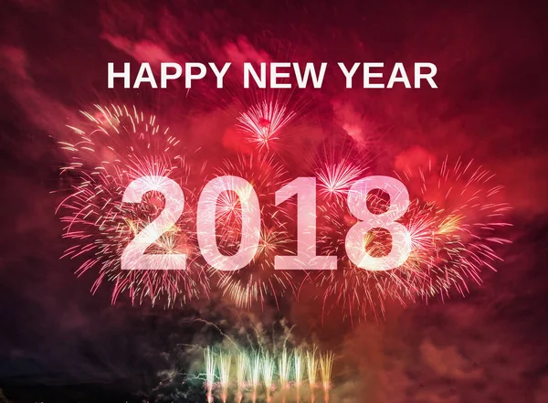 Feliz Año Nuevo 2018 con fondo de fuegos artificiales — Foto de Stock