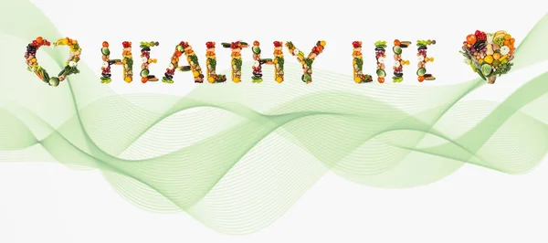 水果和蔬菜是心脏健康的。蔬菜和水果的心脏。健康、新鲜食物的概念 — 图库照片