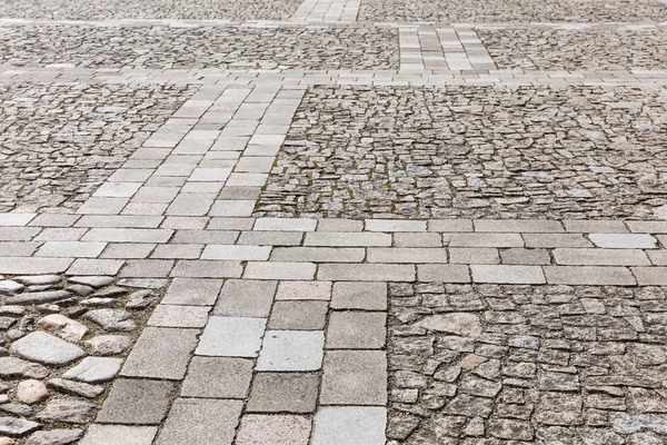 Regularly Inlaid Stone Pavement Closeup Cobblestones Pattern Floor Background Made — Stock Photo, Image