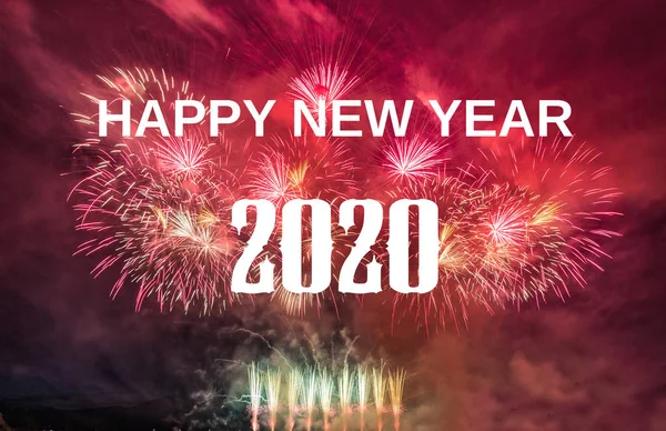 Gelukkig nieuwjaar 2020 met vuurwerk achtergrond — Stockfoto