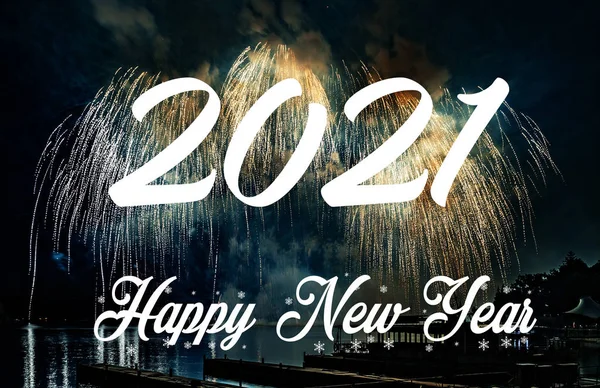 Feliz ano novo 2021 com fundo fogos de artifício — Fotografia de Stock