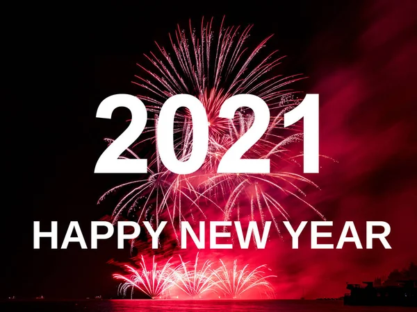 Feliz ano novo 2021 com fundo fogos de artifício — Fotografia de Stock
