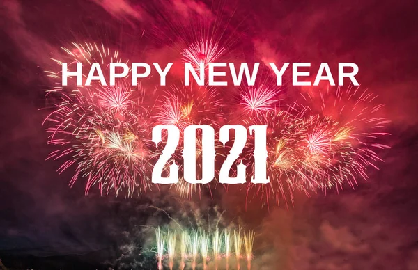 Happy new year 2021 with fireworks background — Stock Photo, Image