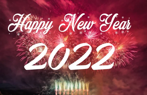 Happy new year 2022 with fireworks background