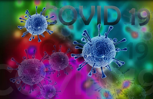 Coronavirus hastalığı COVID-19 enfeksiyonu, tıbbi illüstrasyon. COVID-19 adlı Coronavirus hastalığının yeni resmi adı, salgın riski, mavi arka plan