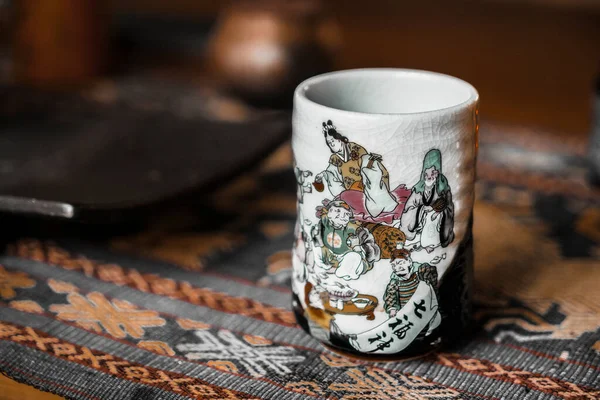 Keramische Tasse Für Traditionelle Teezeremonie Handbemalte Und Glasierte Teetasse Chinesische — Stockfoto