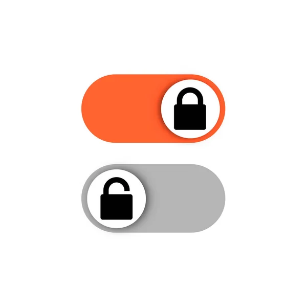 Botones Interruptor Encendido Apagado Icono Bloqueo Desbloqueo Candado — Vector de stock