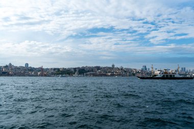 İstanbul 'daki Boğaz' ın manzarası. Şehrin Avrupa yakası. Türkiye, Temmuz 2019