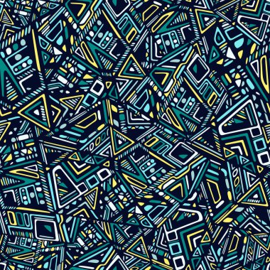 Renkli, soyut, pürüzsüz bir el çizimi. Geometrik renksiz dokular. Parlak yaz sonu deseni. Tasarım ve dekorasyon için vektör şablonu