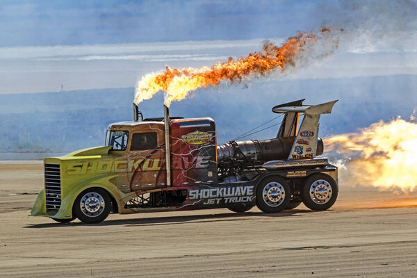 Drag race jet truck performing at 2016 Miramar Air Show