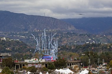 Rose Bowl Football Game B2 bomber fly-over during the 2017 Rose Bowl Game at Pasadena, California clipart