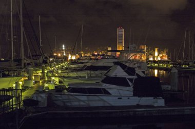 Kış aylarında gece şehir Long Beach, Kaliforniya