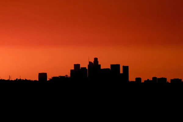 Sunset City de Los Ángeles, silueta de California — Foto de Stock