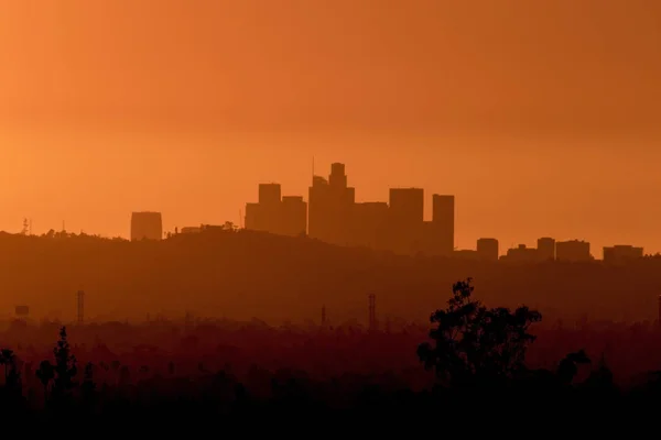 Sunset City de Los Ángeles, silueta de California — Foto de Stock