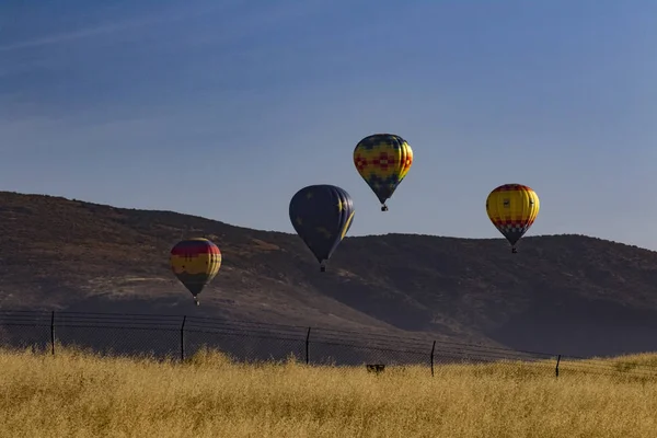 Luftballons schweben über kalifornischem Weingut und Weinbergen — Stockfoto