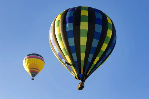 풍선 핫 공기 풍선 축제 기간 동안 캘리포니아 포도 포도 원 위에 도착 하는 — 스톡 사진