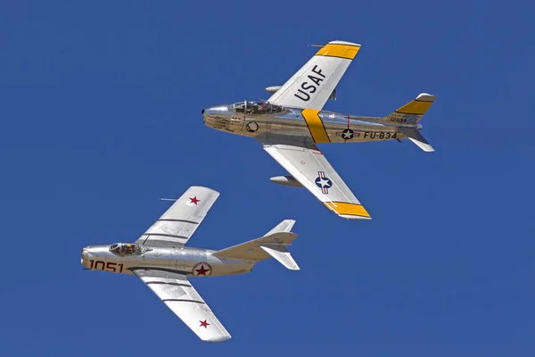 Airplanes Korean War Jets Flying Los Angeles Air Show Los — Stock Photo, Image