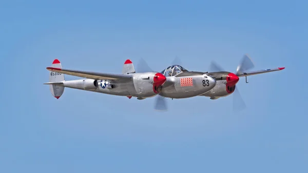 Airplane Lightning Flying Los Angeles Air Show Los Angeles California — Stock Photo, Image