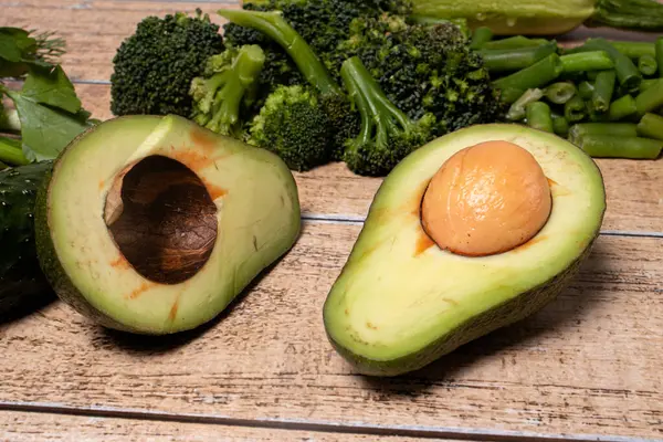 Aguacate Maduro Productos Para Dieta Keto Dieta Sin Gluten Una —  Fotos de Stock