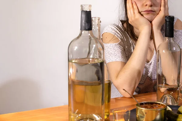 Woman Alcohol Female Alcoholism Addiction Crisis Depression — Stock Photo, Image