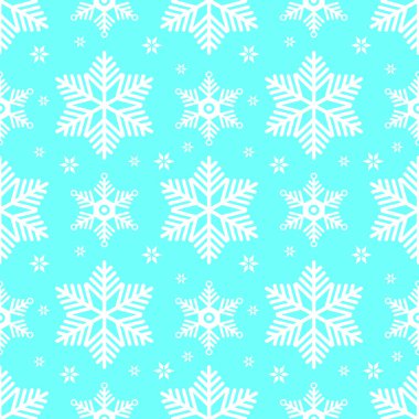 Kusursuz desenli mavi kar taneleri vektörü. Kış mevsimi geçmişi.