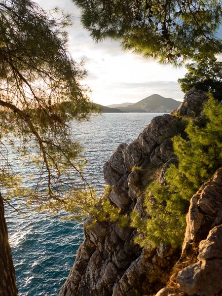 Sveti Stefan 'daki Ulusal Park manzarası. Karadağ