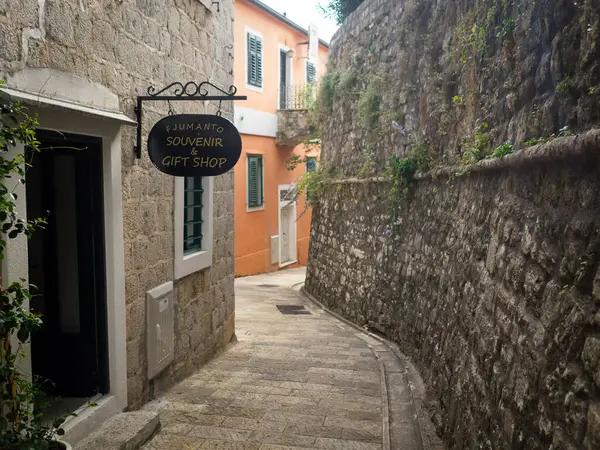 Calles Vieja Ciudad Herzeg Novi Montenegro Otoño 2019 — Foto de Stock