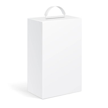 Kolu illüstrasyon izole beyaz arka plan üzerinde beyaz ürün paketi kutusu. Şablon hazır tasarımınız için alay. Ürün Ambalaj vektör Eps10