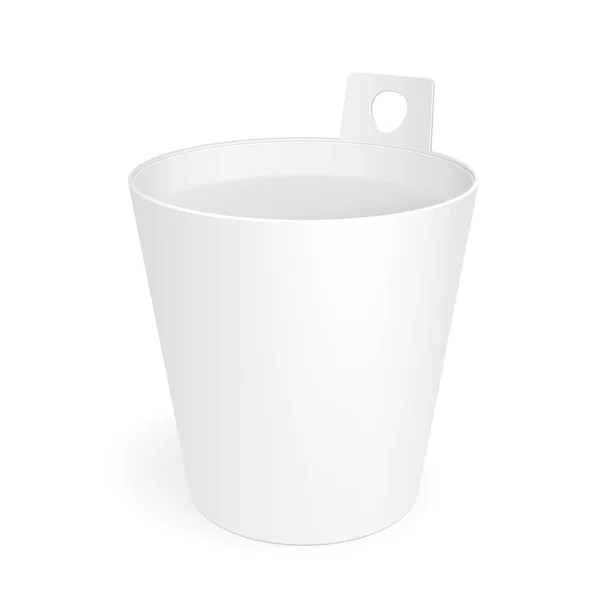 Vit kopp badkar mat plastbehållare öppet för Dessert, yoghurt, glass, sura Sream eller mellanmål. Illustration isolerade på vit bakgrund. Håna upp mallen redo för din Design. Vector Eps10 — Stock vektor