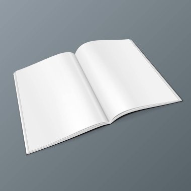 Açık dergi, kitap, kitapçık, broşür boş. Çizimde sahte tasarımınız için şablon hazır kadar. Vektör Eps10
