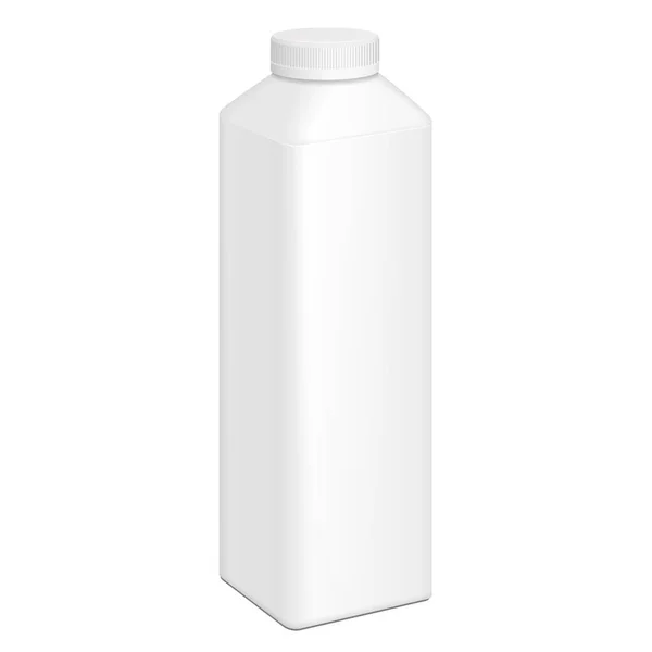 Weiße Joghurt-Milch-Plastikflasche. Illustration isoliert auf weißem Hintergrund. mock up Vorlage bereit für Ihr Design. Vektor eps10 — Stockvektor