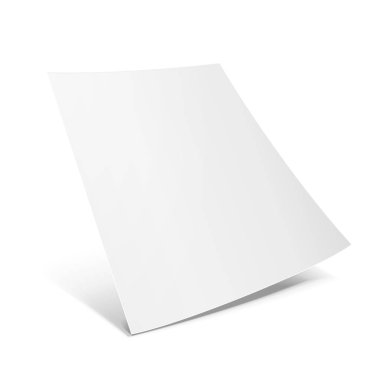 Boş kağıt broşür, el ilanı, dosya kâğıdı, hızlı tren, folikül, gölgeler ile yaprak. Beyaz arka plan üzerinde izole. Şablon hazır tasarımınız için alay. Vektör Eps10