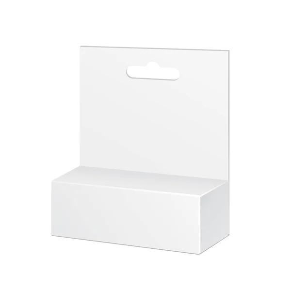 White Product Package Box with Hang Slot. Бланк на белом фоне Изолированный. Составьте шаблон Ready для вашего дизайна. Вектор упаковки продукта EPS10 — стоковый вектор