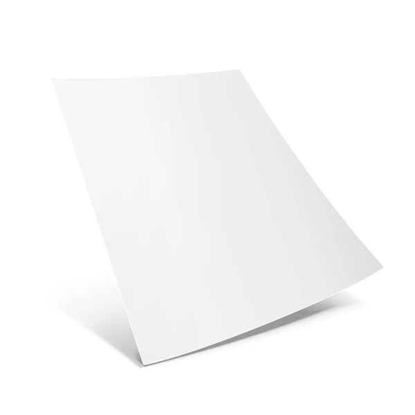 Folleto de papel en blanco, folleto, hoja ancha, volante, folículo, hoja con sombras. Sobre fondo blanco aislado. Plantilla Mock Up listo para su diseño. Vector EPS10 — Archivo Imágenes Vectoriales