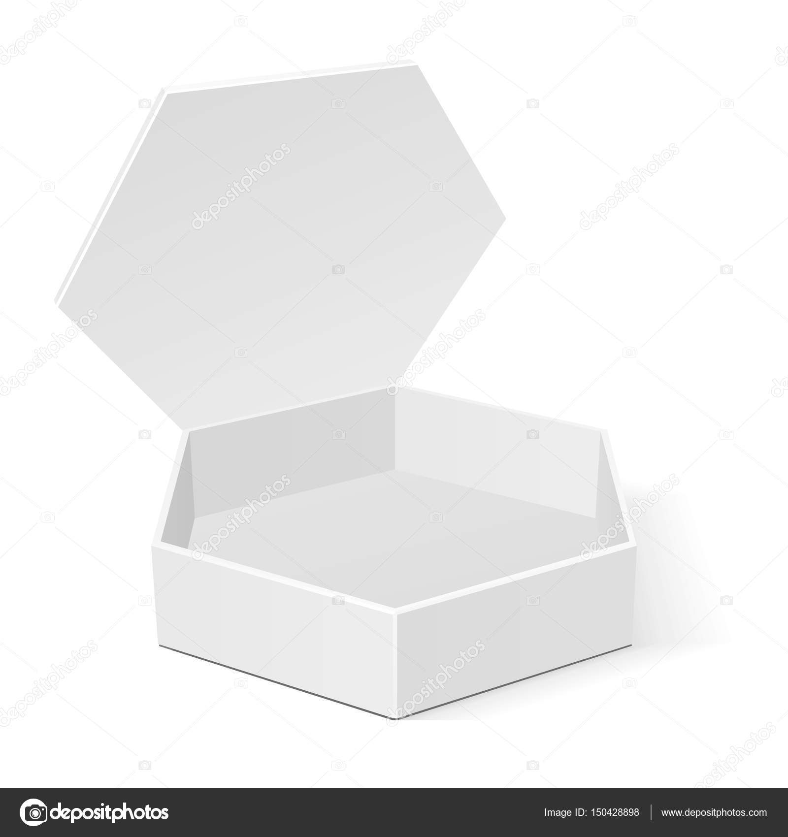Download White Cardboard Hexagon Box Packaging For Food Gift Or Other Products Illustration Isolated On White Background Mock Up Template Ready For Your Design Product Packing Vector Eps10 Vector Image By C