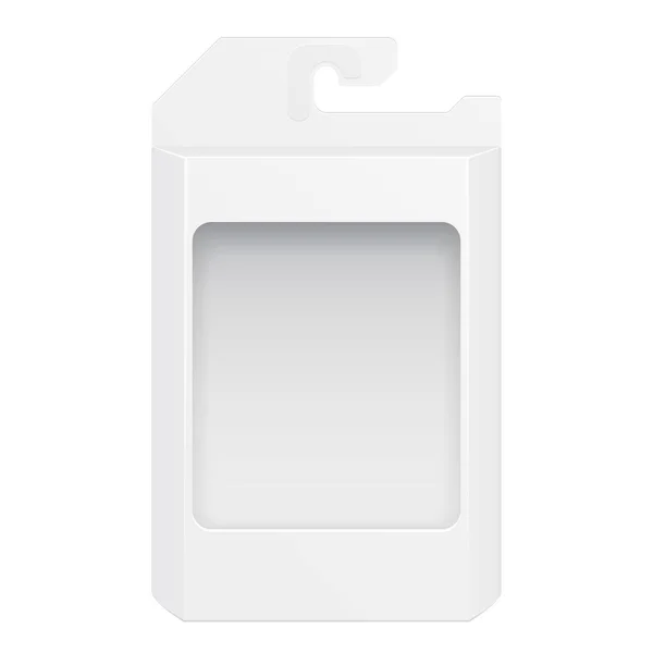 白色产品包装盒与窗口图孤立在白色背景上。模拟了模板准备好您的设计。产品包装矢量 Eps10 — 图库矢量图片