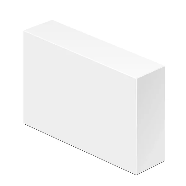Pudełko tekturowe z białym produktem. Ilustracja Izolowana na białym tle. Szablon makiety gotowy do projektu. Wektor EPS10 — Wektor stockowy