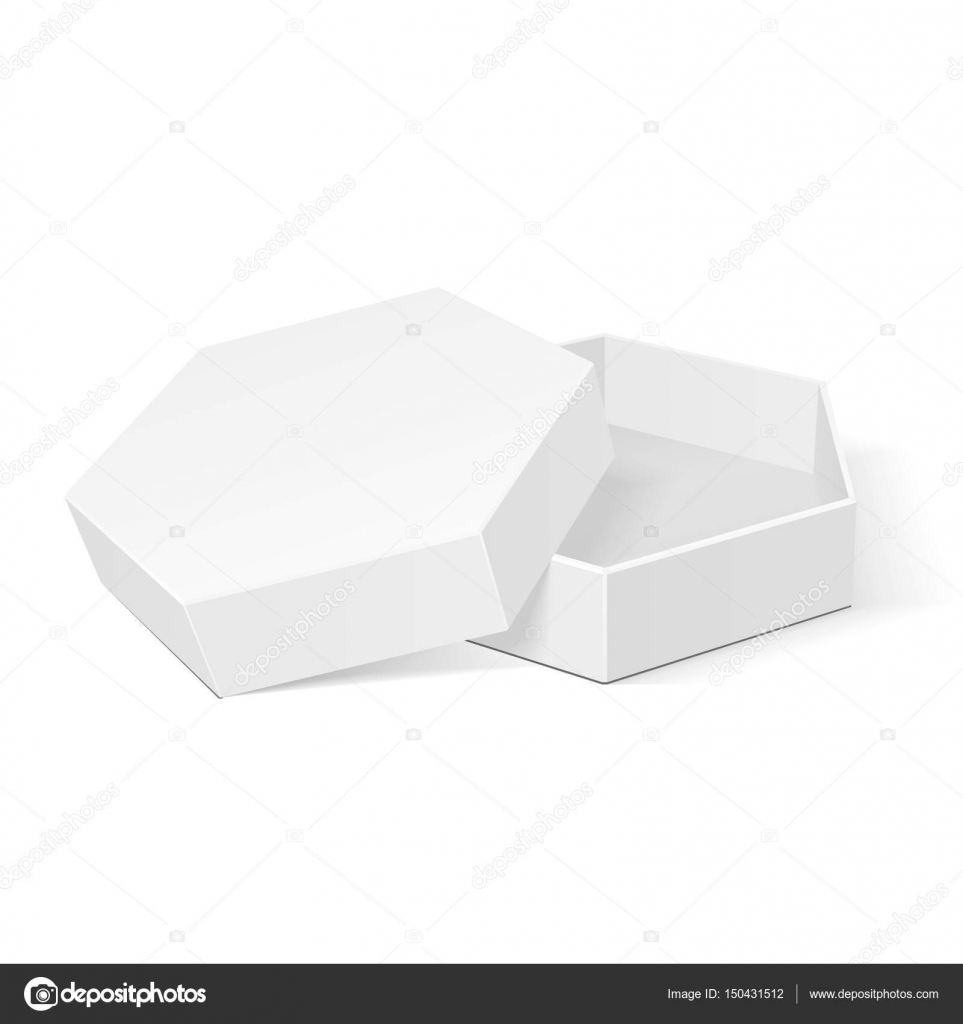 Download Open White Cardboard Hexagon Box Packaging For Food Gift Or Other Products Illustration Isolated On White Background Mock Up Template Ready For Your Design Product Packing Vector Eps10 Vector Image By C